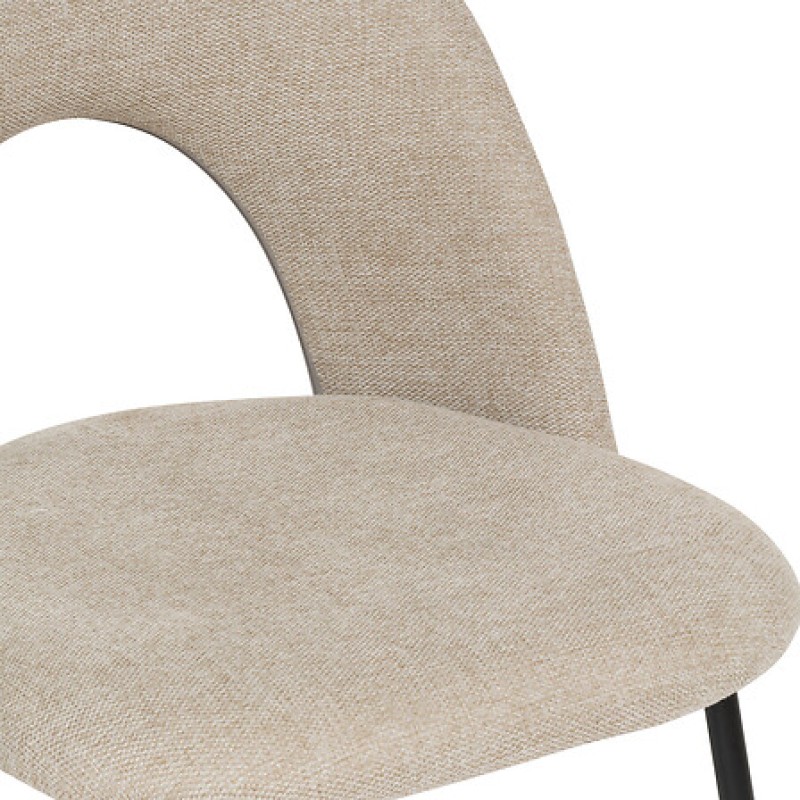 Scaun dining Raven, metal, textil bej, H.81 cm, 207301A