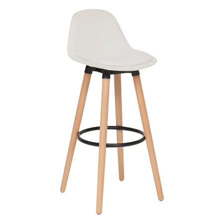 Scaun bar Maxon, picioare lemn si metal negru, textil alb, H.92 cm, 207324A