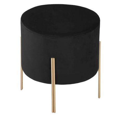 Taburet Living, picioare metal, catifea, negru, D.34 cm, 157171A