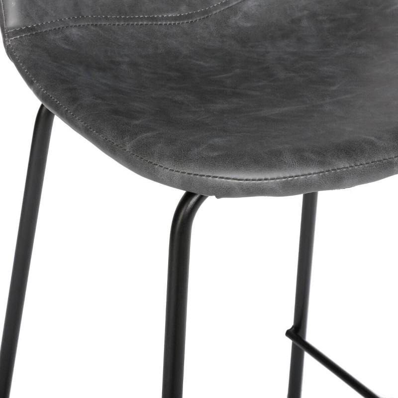 Scaun bar Vladi, picioare din metal, poliuretan gri, H.95 cm, 131341B