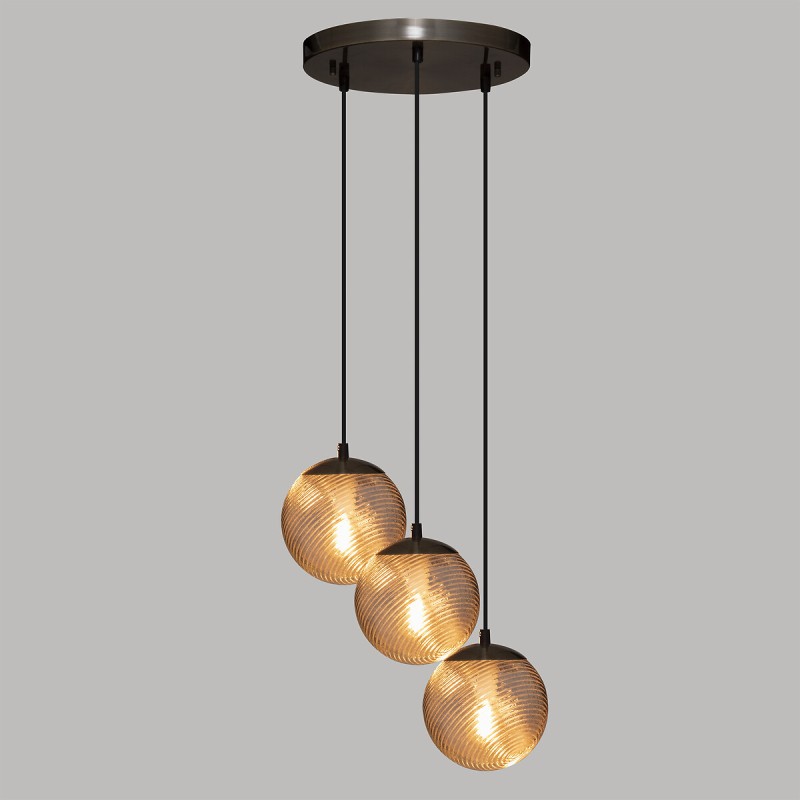 Lustra Interior Night, metal, sticla, auriu, 3xE14, D.33 cm, 186327