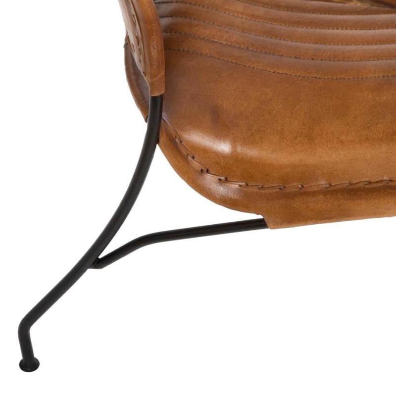 Fotoliu Hoper, piele naturala maro, structura metal negru, H.73 cm, 166623