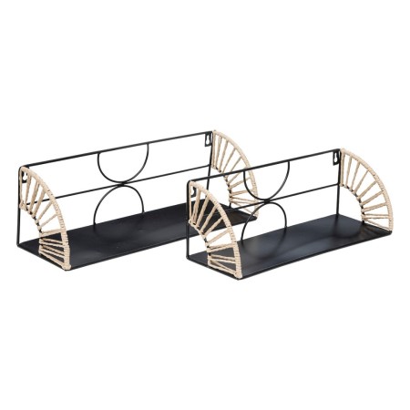 Set 2 rafturi de perete Mileva, metal, negru, L.37/42 cm, 197621
