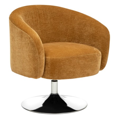 Fotoliu rotativ Edith, metal, textil galben ocru, H.73 cm, 197324B