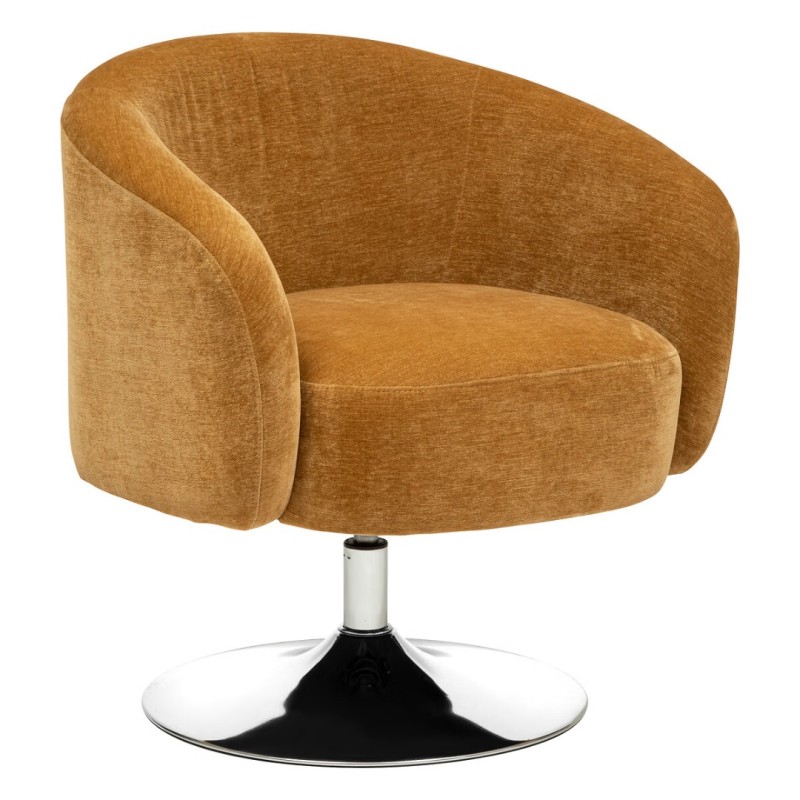 Fotoliu rotativ Edith, metal, textil galben ocru, H.73 cm, 197324B