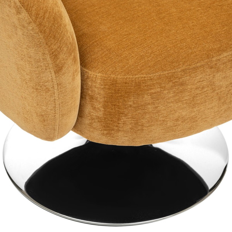 Fotoliu rotativ Edith, metal, textil galben ocru, H.73 cm, 197324B