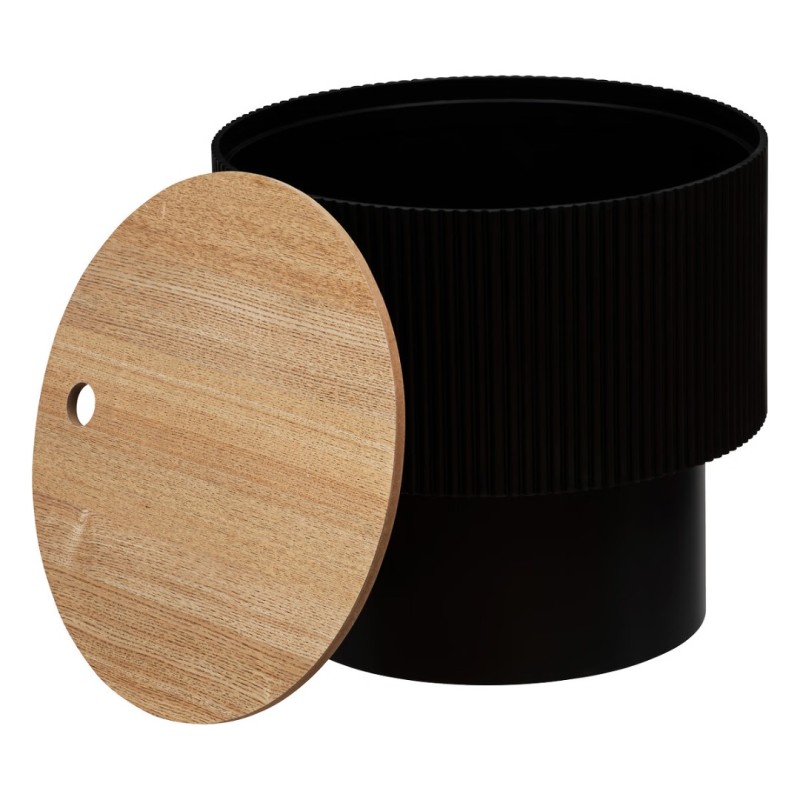 Masuta de cafea Enola, MDF, negru, cu spatiu depozitare, D.39 cm, 197740D