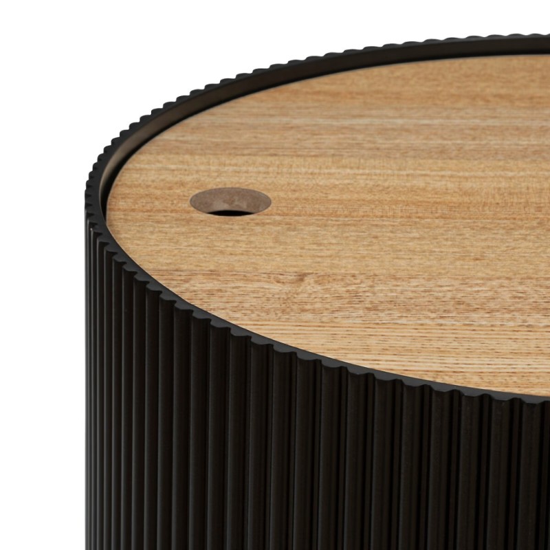 Masuta de cafea Enola, MDF, negru, cu spatiu depozitare, D.39 cm, 197740D