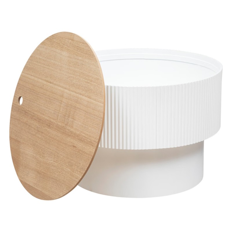 Masuta de cafea Enola, MDF alb/crem, cu spatiu depozitare, D.55 cm, 197741A