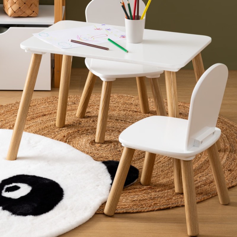 Set masa si scaune Alex, lemn de pin si MDF, alb, 205805