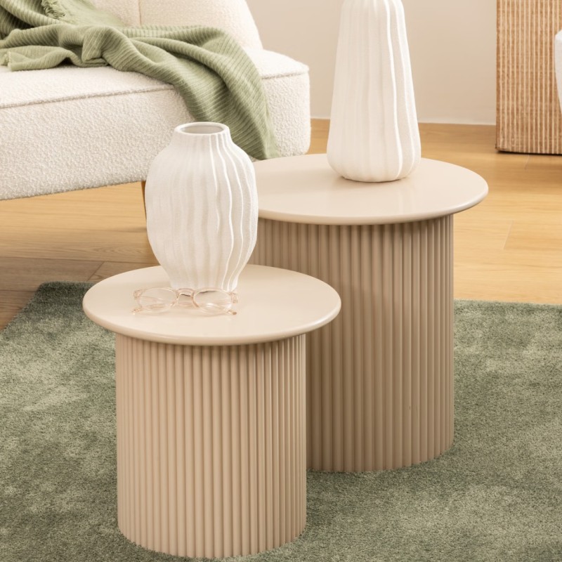 Set 2 masute cafea Eino, MDF, bej, D.40 cm, 206022