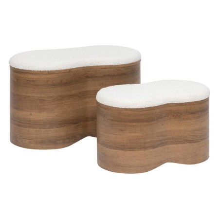Set 2 banchete Loe, MDF, alb/ maro, L.56/72 cm, 206261