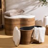 Set 2 banchete Loe, MDF, alb/ maro, L.56/72 cm, 206261