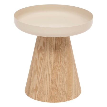 Masuta laterala Hercyna, metal si MDF, bej, D.40 cm, 206054A