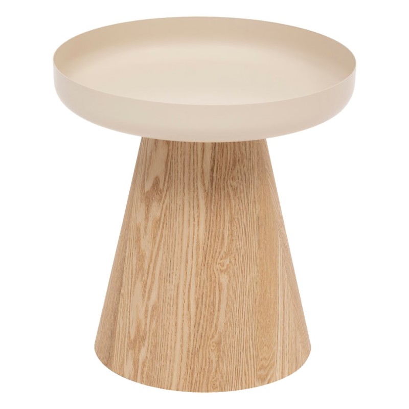 Masuta laterala Hercyna, metal si MDF, bej, D.40 cm, 206054A