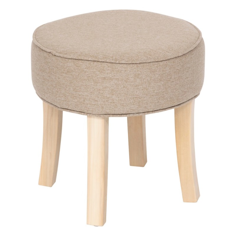 Taburet Adriel, lemn, poliester bej, D.35 cm, 121361T