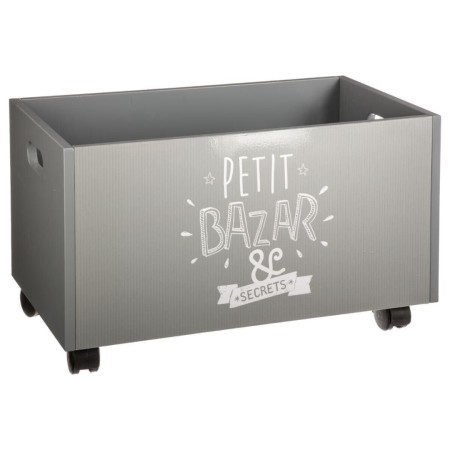 Cutie de jucarii pe roti, MDF, gri, Petit, 127141B