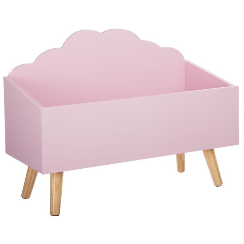 Cutie de jucarii roz, lemn si MDF, Clouds, 127156A