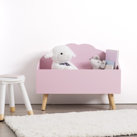 Cutie de jucarii roz, lemn si MDF, Clouds, 127156A