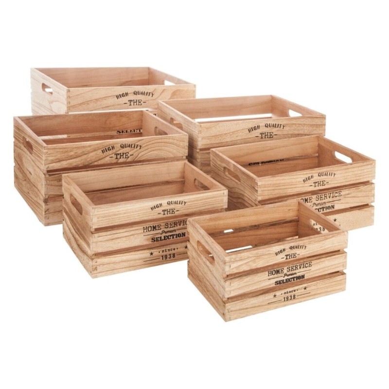 Set 6 cutii depozitare Facto, lemn, natural, L.38 cm, 140494