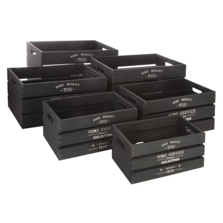 Set 6 cutii depozitare Facto, lemn, negru, L.38 cm, 140495