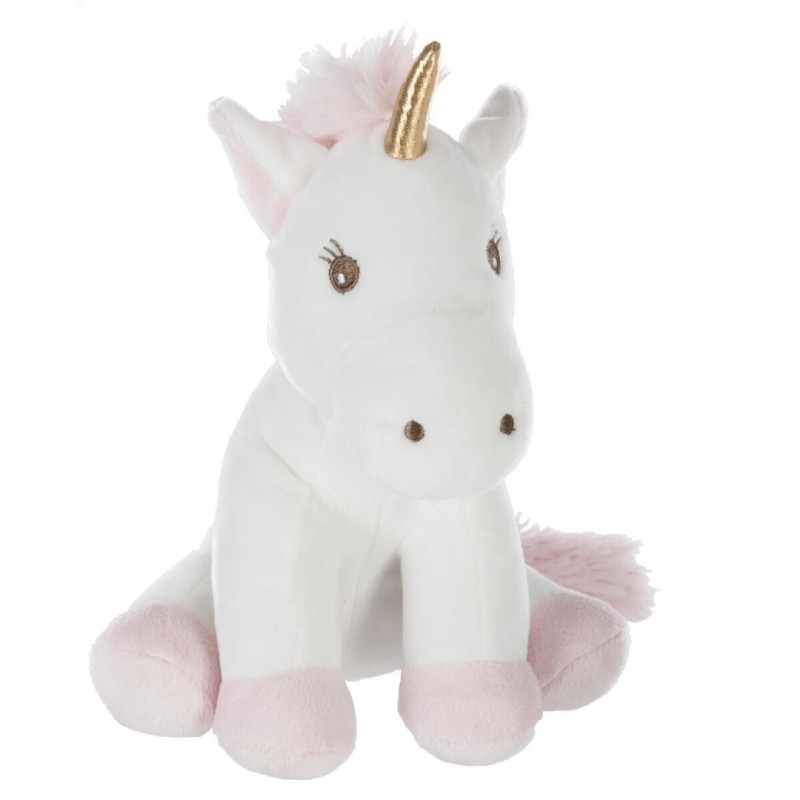 Jucarie copii Unicorn, poliester, alb/roz, H.22 cm, 127364