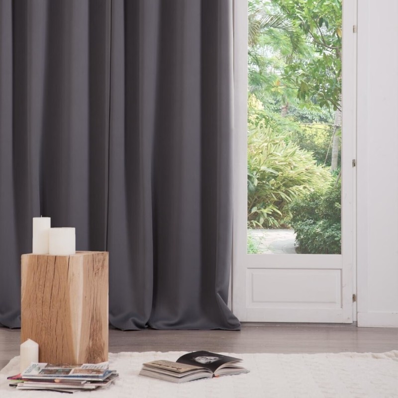 Set 2 draperii Odelie, poliester, gri inchis, 135x240 cm, 120598L