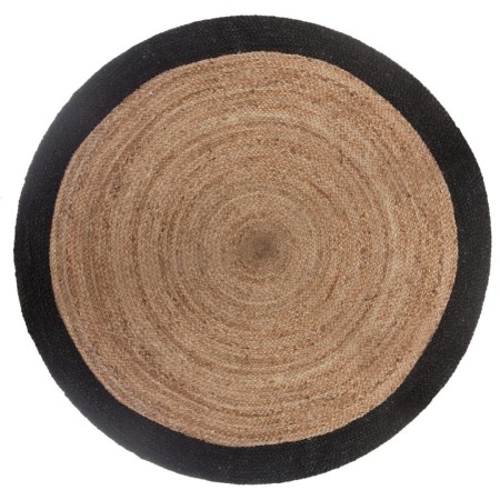 Covor rotund, iuta, negru, D.120 cm, 146295J