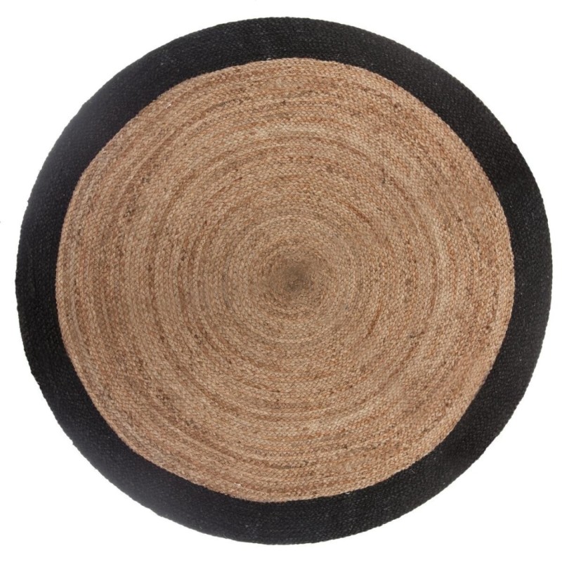 Covor rotund, iuta, negru, D.120 cm, 146295J