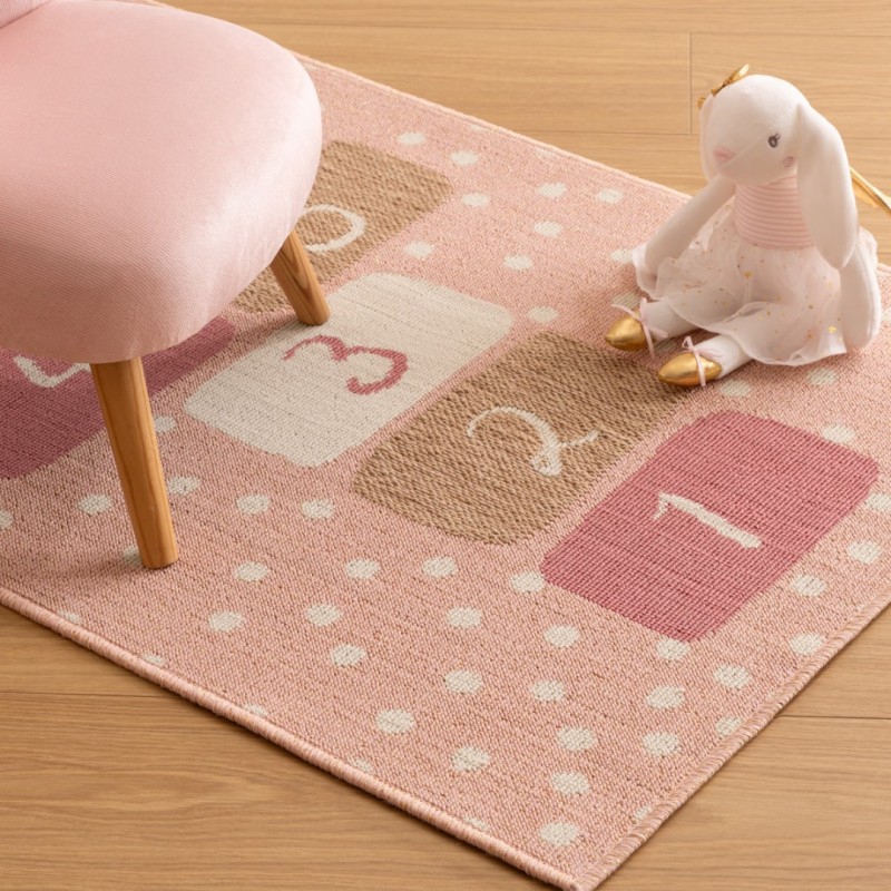Covor copii Hopscotch, poliester, roz, 80x150 cm, 158645
