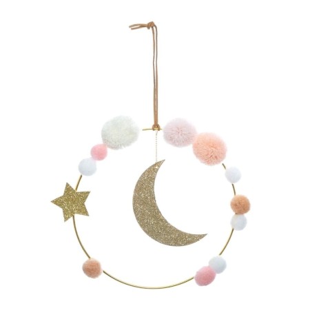 Decoratiune perete Moon, metal, poliester, multicolor, H.21 cm, 158663