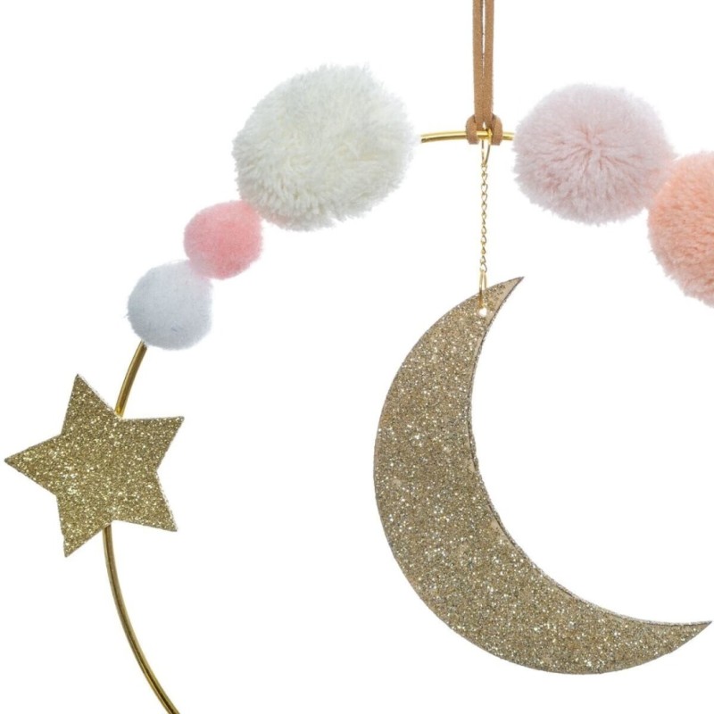Decoratiune perete Moon, metal, poliester, multicolor, H.21 cm, 158663