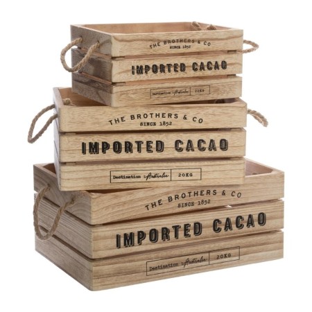 Set 3 cutii depozitare Colonial, lemn, L.23/29/35 cm, 157278