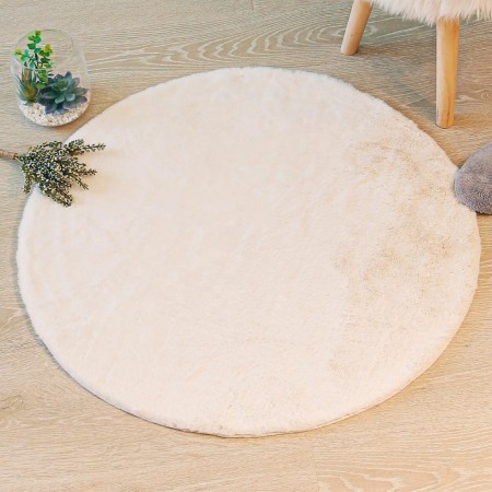 Covor rotund, poliester, ivoar, D.80 cm, 172421A
