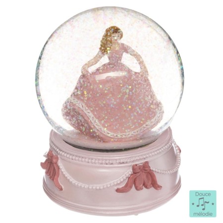 Glob muzical Princess, polirasina, roz, D.10 cm, 158844