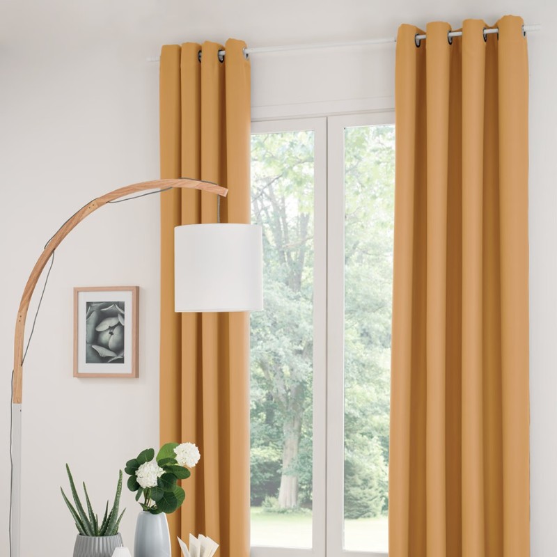 Set 2 draperii Odelie, poliester, galben mustar, 135x240 cm, 120598R