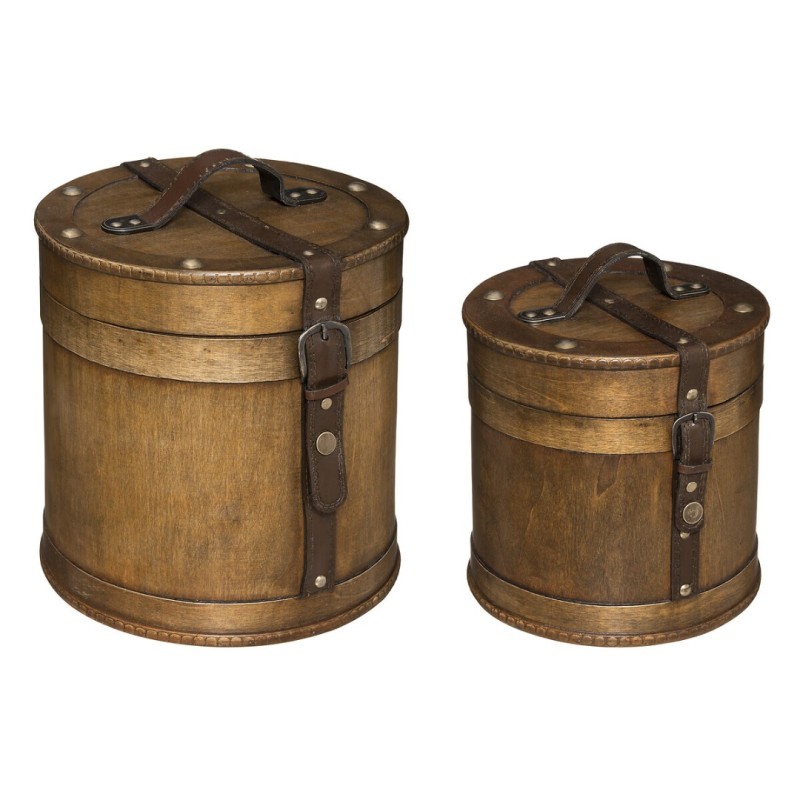 Set 2 cutii depozitare Bruce, lemn, maro, D.20/25 cm, 182352