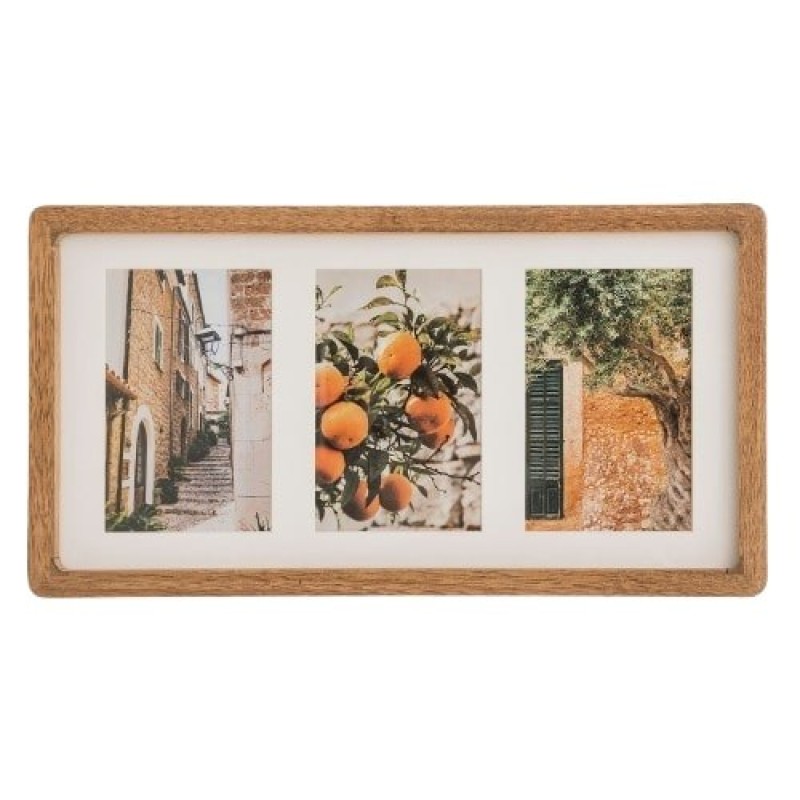 Rama foto Milea, lemn de mango, 3 fotografii, L.40 cm, 188008