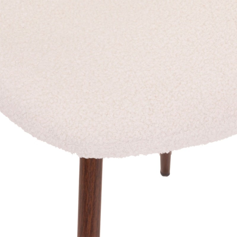 Scaun Roka, metal, lemn, boucle, alb, H.87 cm, 185104