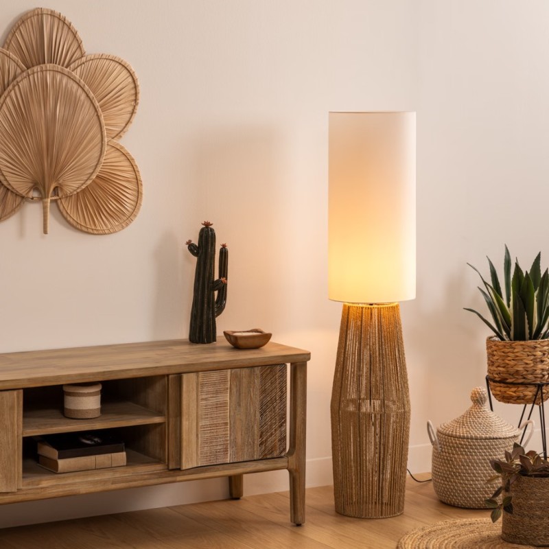 Lampadar Aissa, metal, PVC, hartie, bej, 1XE27, H.130 cm, 190636