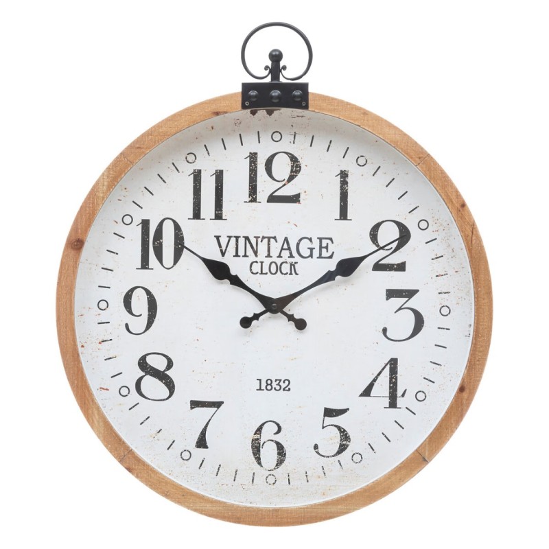 Ceas de perete Yago, MDF, sticla, natural, D.57 cm, 195200