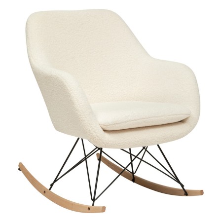 Balansoar alb Olmeto, metal, lemn, poliester, boucle, alb, H.83 cm, 197323B