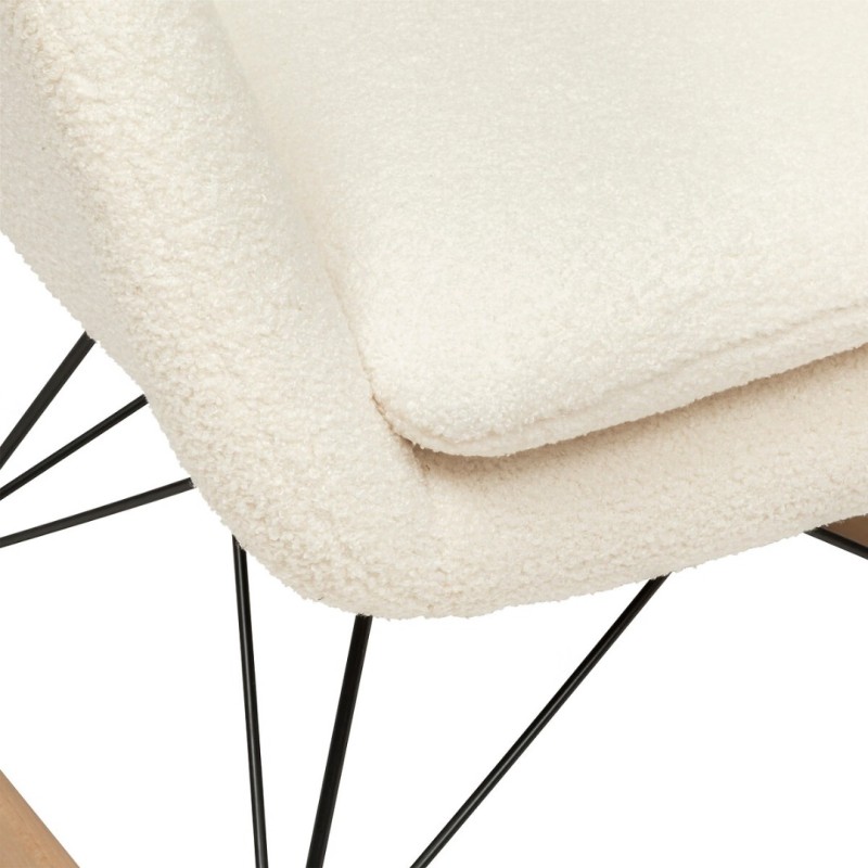 Balansoar alb Olmeto, metal, lemn, poliester, boucle, alb, H.83 cm, 197323B