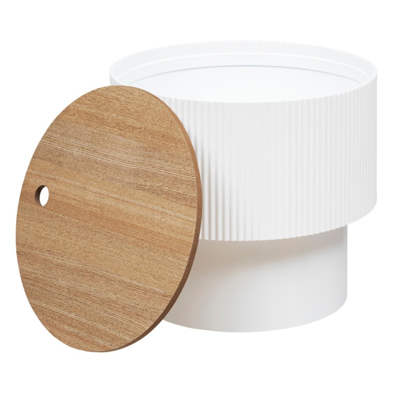 Masuta de cafea Enola, MDF alb/crem, cu spatiu depozitare, D.39 cm, 197740C