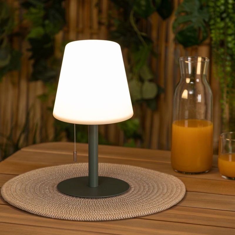 Veioza exterior Zack, metal, polipropilena, verde, reincarcabil, LED, H.30 cm, 202608A