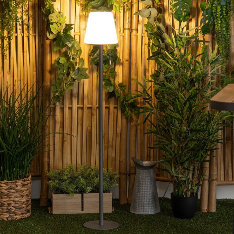 Lampadar exterior Zack, metal, polipropilena, gri, reincarcabil, LED, USB, H.108 cm, 200079