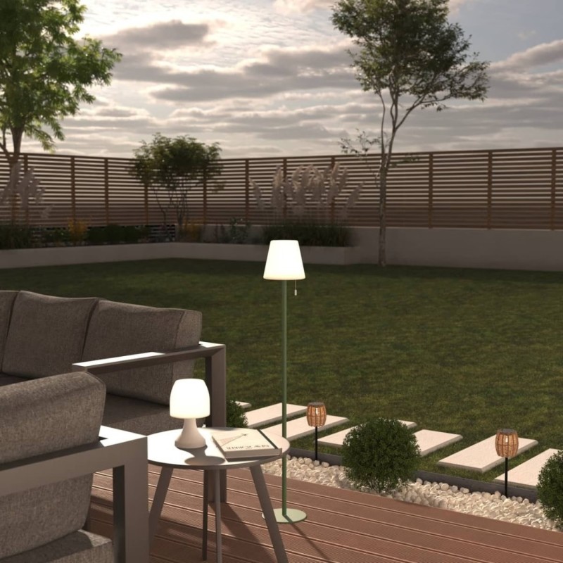 Lampadar exterior Zack, metal, polipropilena, verde, reincarcabil, LED, USB, H.108 cm, 200079A