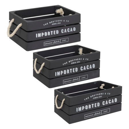 Set 3 cutii depozitare Denys, lemn, gri, L.23/29/35 cm, 157278B