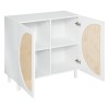 Comoda 2 usi Cabra, ratan si MDF alb, L.94 cm, 197714
