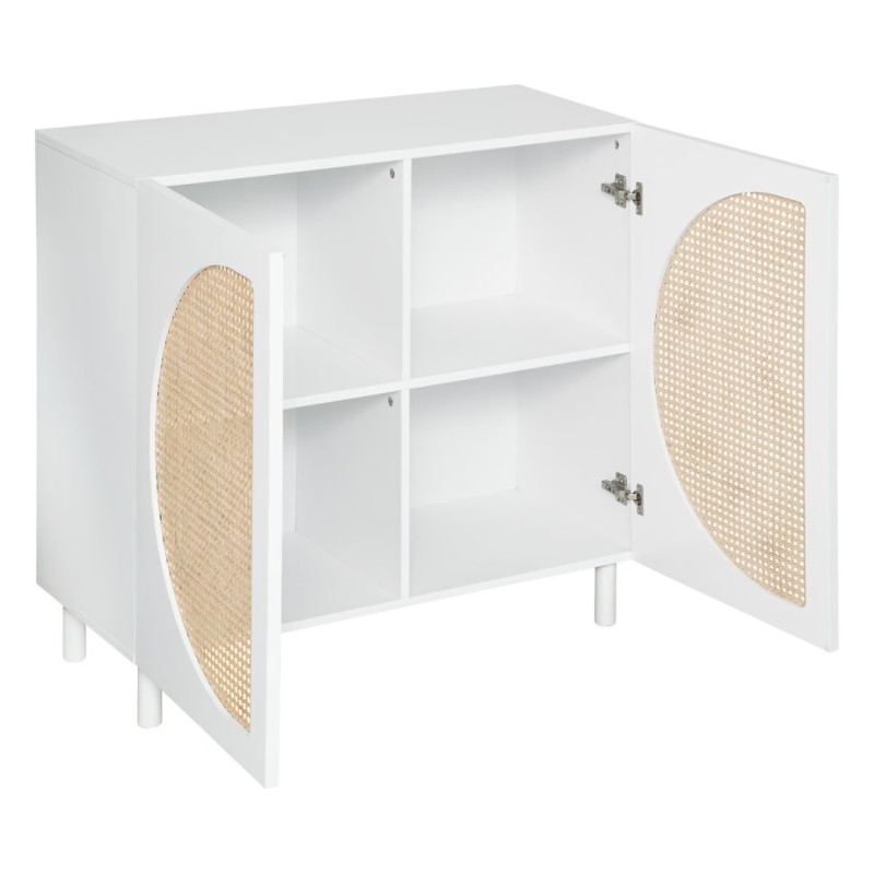 Comoda 2 usi Cabra, ratan si MDF alb, L.94 cm, 197714